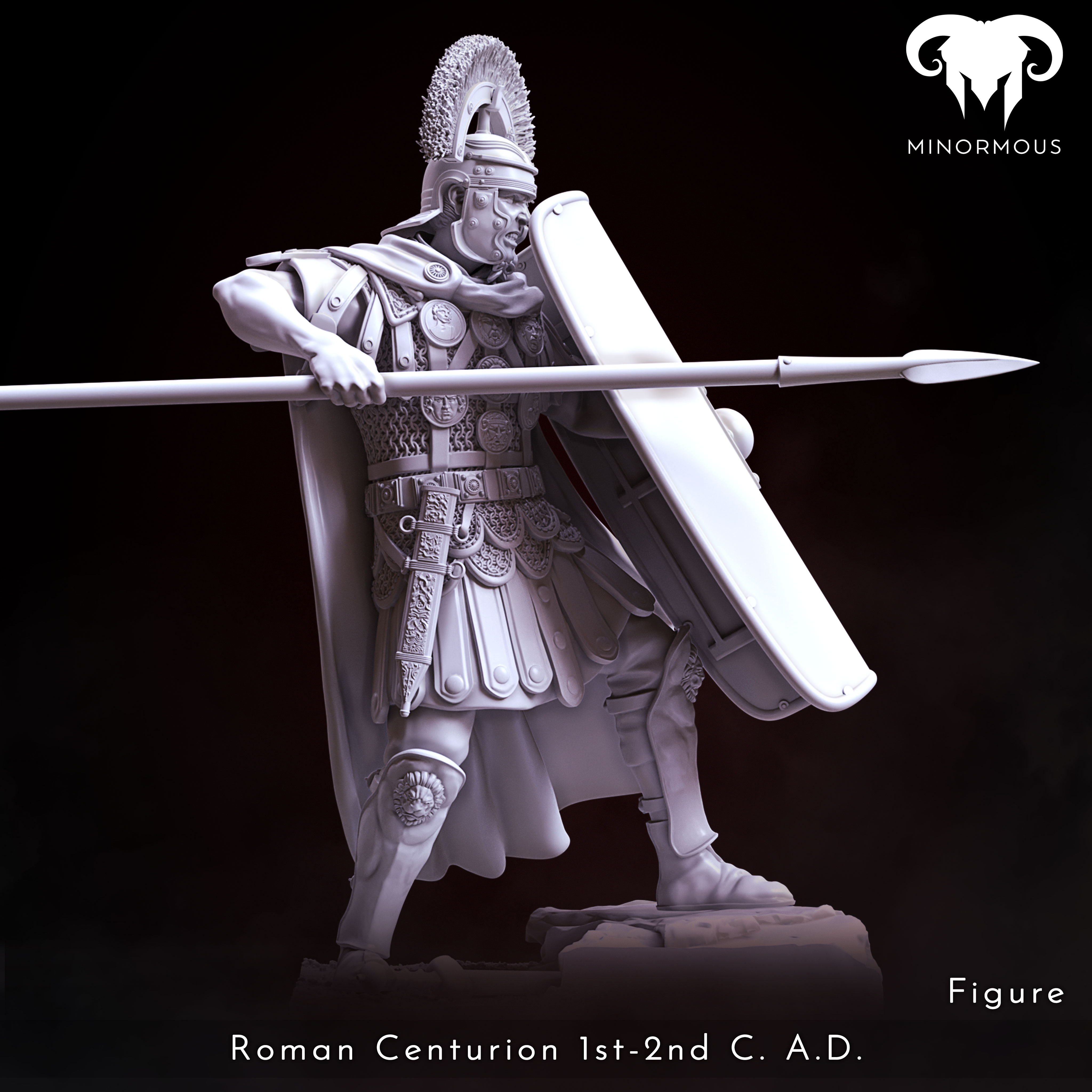 figura romano centurião 1st 2nd c anúncio lança of roma jogos antigo aquila fracasso imperador águia guarda histórico história soldado símbolo guerreiro pintura honra pretoriano tampo mesa trajano 3D print model - Mito3D