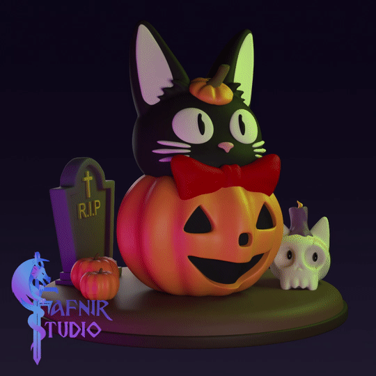 figurine jiji halloween ghibli cat cute deco animal fanart art toy 3D print model - Mito3D