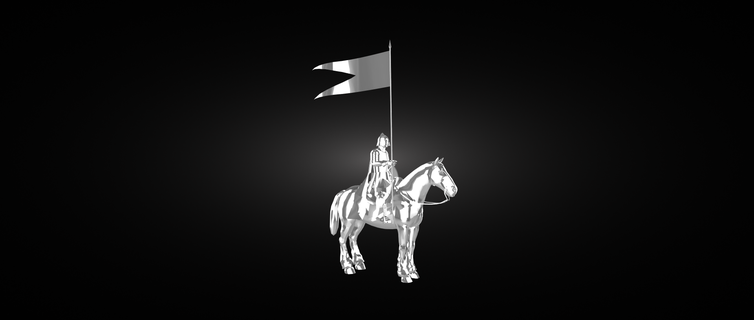 estatueta cavaleiro bandeira jogos decoração 3d print model - Mito3D