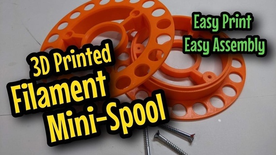 filament mini-spool - easy print assemble reusable 3d printing sample spool mini holder printer accessories 3d print model - Mito3D