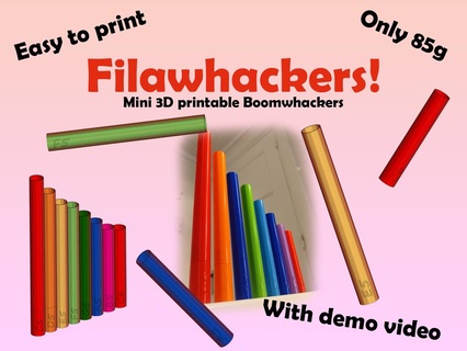 filawackers mini 3d imprimível boomwhackers estrondo boomwhacker cor colorida Diversão música notas polywhacker brinquedo tubos Whacker 3d print model - Mito3D