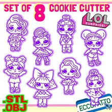 file stl - set 8 lol surprise - cookie cutters - game exclusive unique funny baby toys cooking gift kids dolls stl cookie cookie cutters toy lol