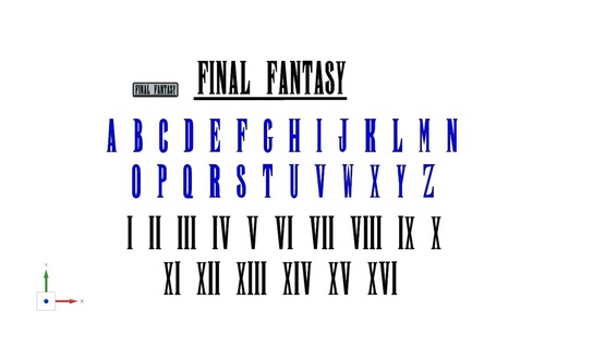 final fantezi harfler sayılar logo video oyunu oyun istasyonu auron Metin alfabe kaynaklar karakterler yazı tipi kelime bilgisi 3dletters tipografi rakamlar 3d print model - Mito3D