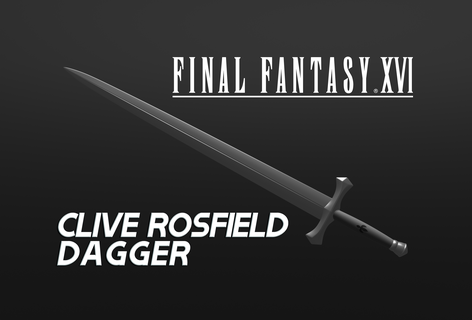fantasia xvi clive rosfield punhal espada cosplay suporte jogos lâmina quadrado enix 3d print model - Mito3D
