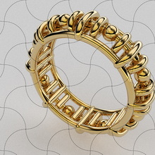 fine jewelry geometric shapes ring 02 sculpture wedding chinese model alliance precious stones marriage commitment gold pearls pendant modern 3d print model - Mito3D