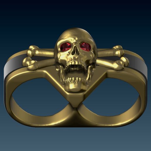 doigt crâne bague bijoux 3d sculpture sculpter zbrush doubler or 3D print model - Mito3D