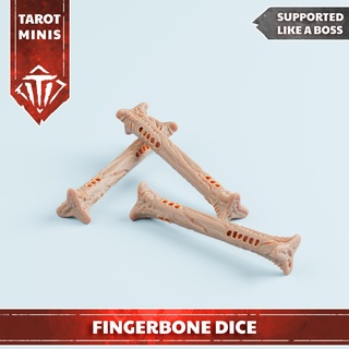 fingerbone dice bones die dragons fantasy mini rpg skeleton boardgame tabletop wargame dungeon d&d dnd tarot d6 presupported supported tarotminiatures 3d print model - Mito3D