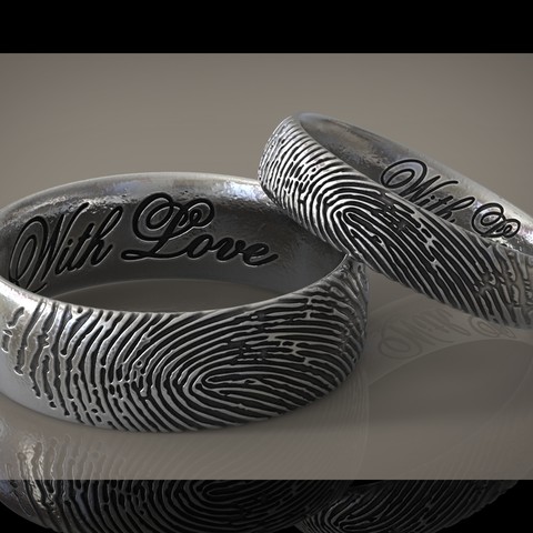 fingerprint ring wedding love jewelry cnc fashion fingerprintring iloveyou rings withlove importantday 3D print model - Mito3D