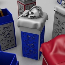 finis gloriae mundi gadget art cool death skull die box pencil pen fine desing geek emo 3d print model - Mito3D