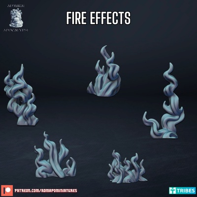 fire effects pre-supported game battle burn smoke war explosion tokens flames elements 3d print model - Mito3D