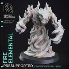 fire elemental - dnd miniature presupported 32mm scale 3d print model - Mito3D
