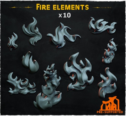 fire elements -basing bits 10 smoke explosion scenery element fx 3d print model - Mito3D