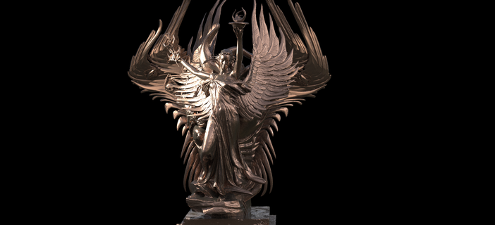 fire elements abstract base statue art sculptures fly character models fantasy throne dungeon statuette sculpture thrones anatomy angel wings 3d print model - Mito3D