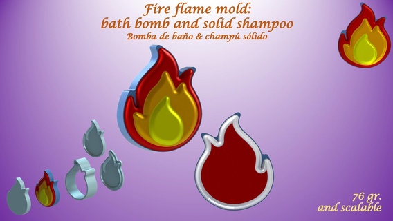 fire flame mold bath bomb solid shampoo molds mould press 3d print model - Mito3D