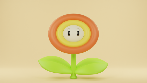Feuer Blume Mario retro Pilz luigi Pfirsich Kröte Bowser Yoshi Glocke Nintendo 3d print model - Mito3D
