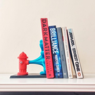 fire hydrant bookend book bookend book holder fire hydrant water splash cartoon fire hydrant decor  3d print model - Mito3D