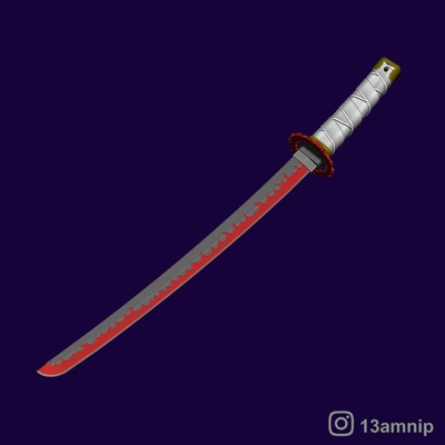 ateş katana kostüm oyunu ninja iblis avcı kılıç kyojuro rengoku samuray bıçak ağzı 3d print model - Mito3D