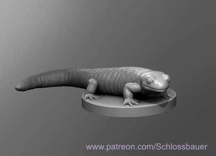 fogo salamandra arte animal dnd miniatura lagarto tampo mesa animais criaturas 3d print model - Mito3D