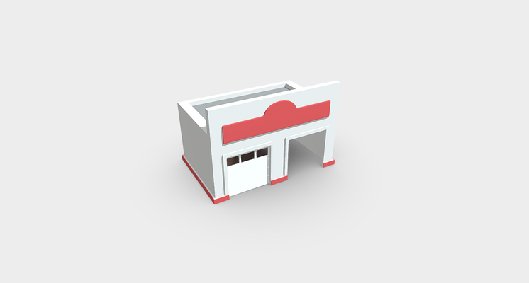 fire station building house city city-assets game game-assets toy-art places city-props cityscene architecture poly home toy houses apartment shop showroom store 3d print model - Mito3D