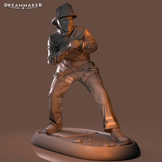 firefighter action Art fire fireman emergency rescue safety flame hero art sculptures 3d print model - Mito3D