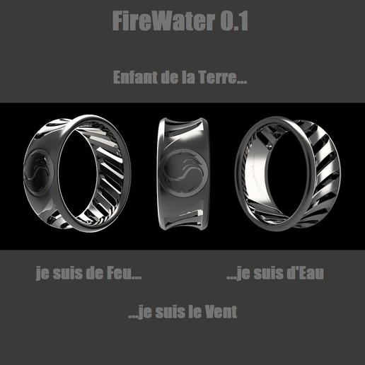 firewater01 jewelry ring water late fire 3D print model - Mito3D