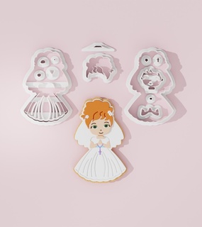 first communion girl bride cookie cutter  3d print model - Mito3D