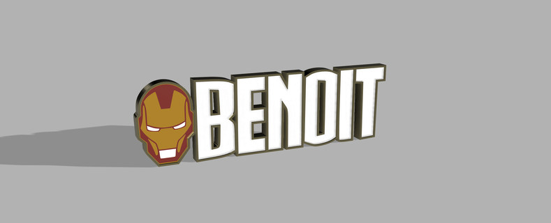 first name benoit luminous iron man head lamp litho lithophane benoit marvel iron man  3d print model - Mito3D