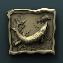 peixe a arte cnc panno socorro esculpido 3d stl modelo 3d print model - Mito3D