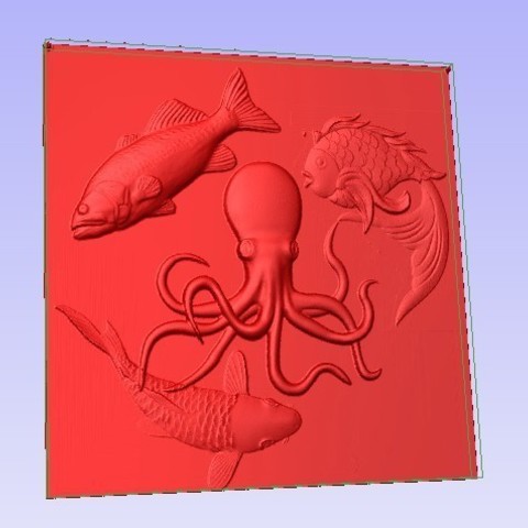 de pescado varios el pulpo stl alivio 3d 3D print model - Mito3D