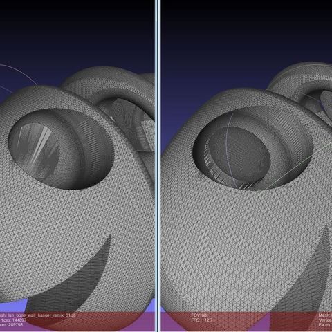 de hueso pescado colgador pared plana los ojos casa organización 3D print model - Mito3D
