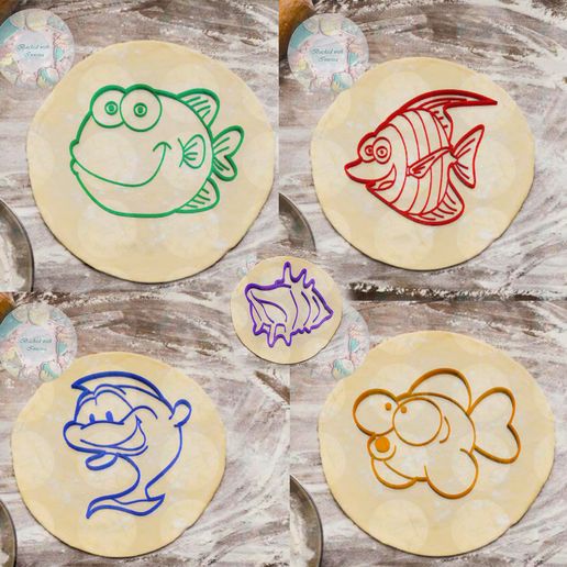 fish cookie cutter kitchen bee butterfly cutting masses cake cutters bakery porcelain ceramine clay pastry bakers marker markers stamps molds 3D print model - Mito3D