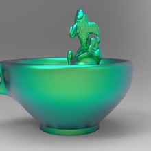 fish cup home decor water jump 3d print model - Mito3D