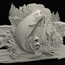 fish lake jumping Fluss cnc-Fräser Kunst 3d print model - Mito3D