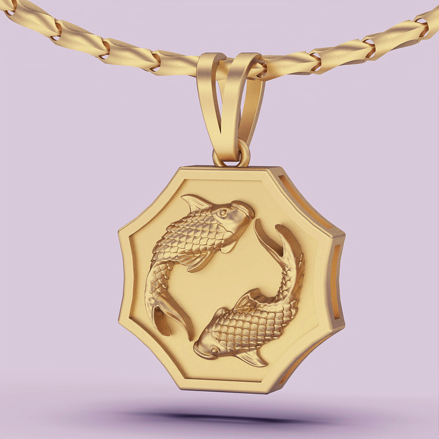 fish pendant silver gold jewelry printable 3d model trend fashion design zbrush tiger 3D print model - Mito3D