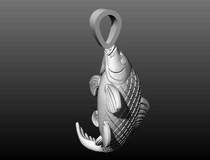 poisson pendentif bijoux mer animaux océan pêche aquatique vie marine or d'or argent porte clés Marin marin l'eau animal pendentifs 3d print model - Mito3D