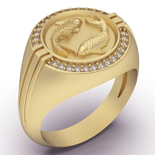 peixe anel prata ouro joalheria imprimível 3d modelo tendência moda Projeto zbrush tigre 3d print model - Mito3D