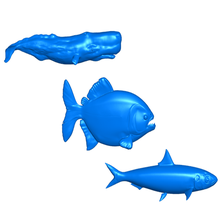 balık Ayarlamak 2 buzdolabı beyaz tahta mıknatıslar mıknatıs Deniz yaşamı dekor 3d print model - Mito3D