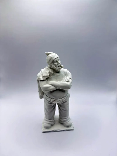 pescatore figura scultura arte decorazione uomo figurina casa pesce persona in posa 3d print model - Mito3D