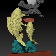fishes passing gate are the turn into dragon 3d print model - Mito3D