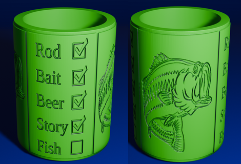 pêche liste contrôle r2 Bière koozie 3d print model - Mito3D