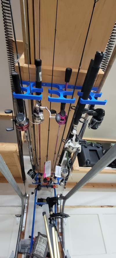 fishing rod holder - horizontal 4 rods hanger fish 3d print model - Mito3D