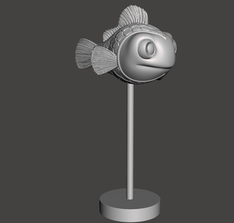 pesce toon decorazione cartone animato animale arredamento scultura carina casa contenitore 3d print model - Mito3D