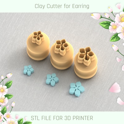 five leaf flower mini cutter micro clay 3 sizes polymer tool jewellry stl cutters mirco 3d print model - Mito3D