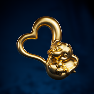 fj 0104 pendant earrings keychain art fashion jewelry high poly elephant heart love loving sleep 3d print model - Mito3D
