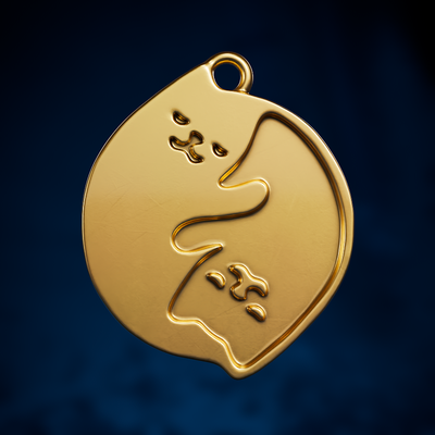 fj 0126 pendant earrings keychain art fashion jewelry high poly animal cat yin & yang 3d print model - Mito3D
