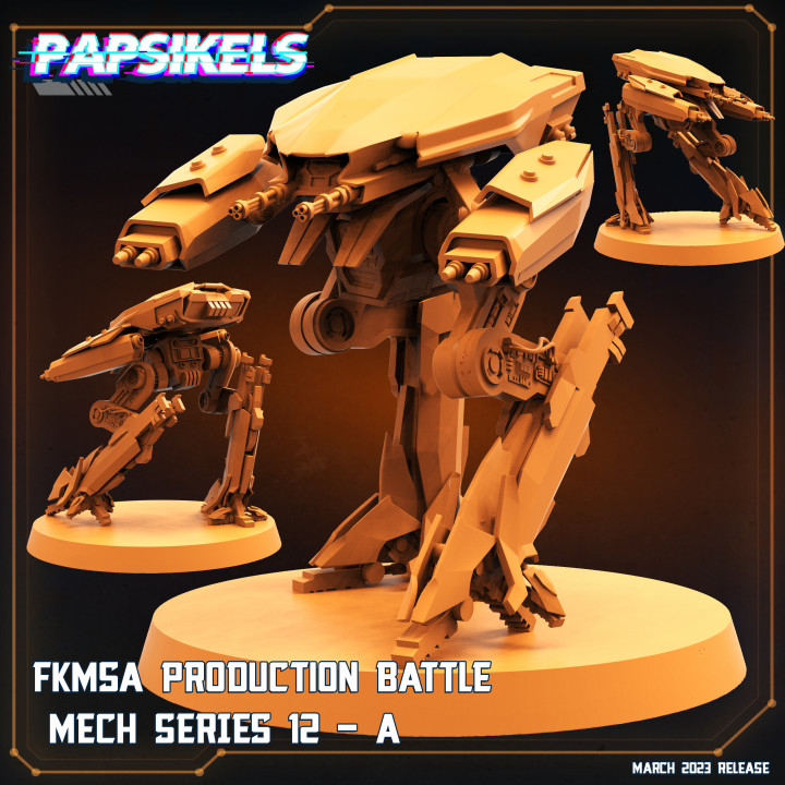 fkmsa production battle mech series 12 robot walker 3D print model - Mito3D
