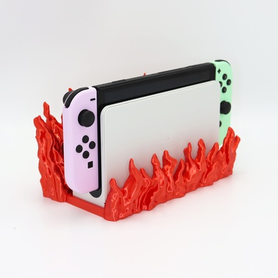 flame nintendo switch dock game consoles docks holder crystal decor decoration 3d print model - Mito3D
