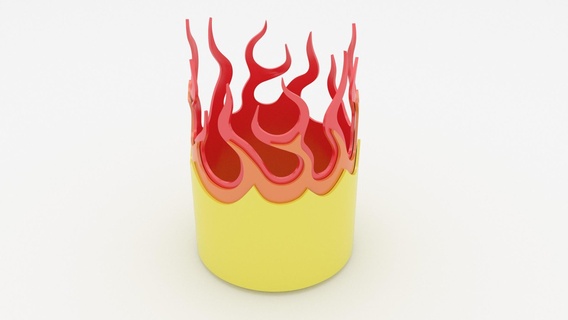 llameante envase fuego caja colores 3d print model - Mito3D