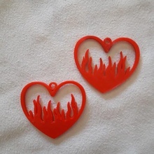 flaming heart hoops jewelry earrings aritos flames 3d print model - Mito3D