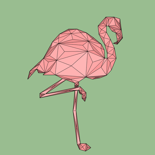 flamingo poli 3D print model - Mito3D